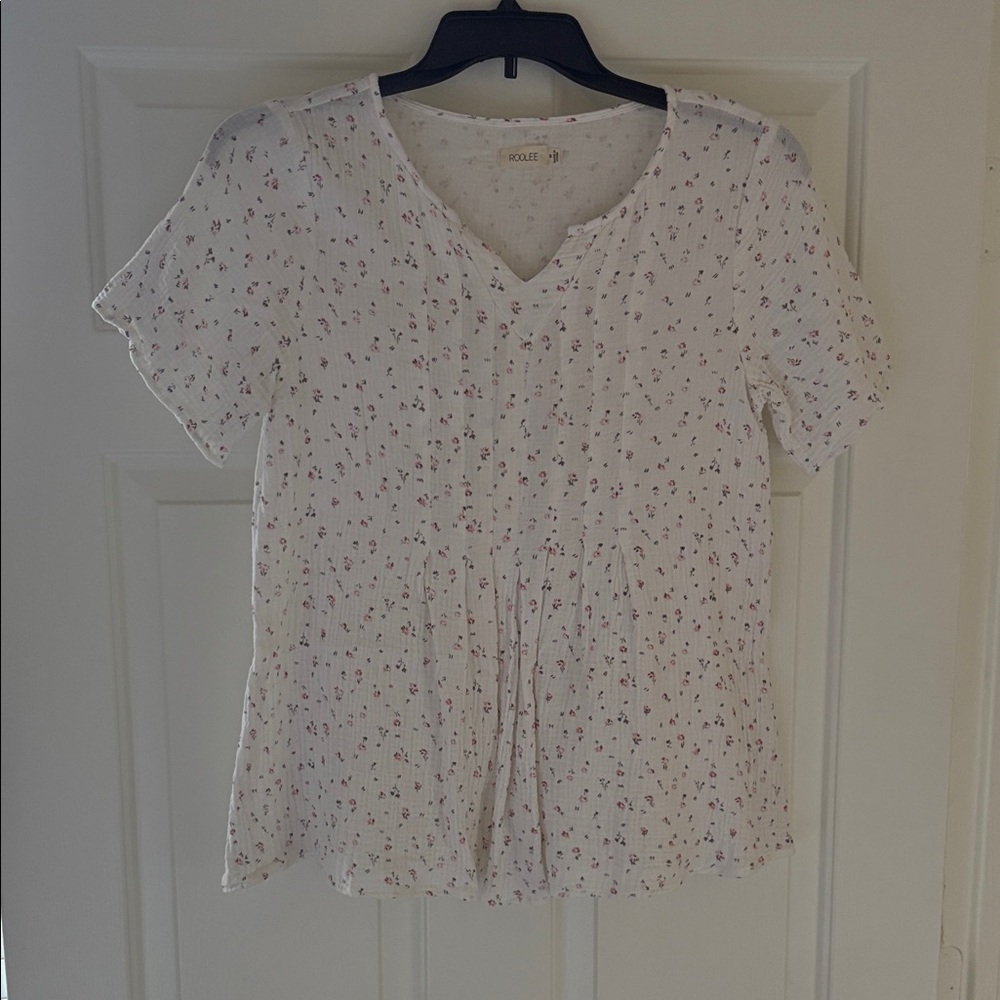 Roolee White and Pink Floral Blouse
